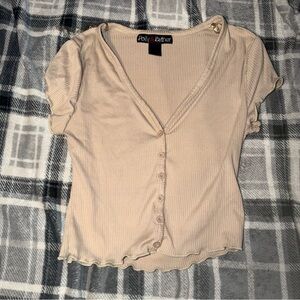 Polly & Esther Beige Button-Up Blouse